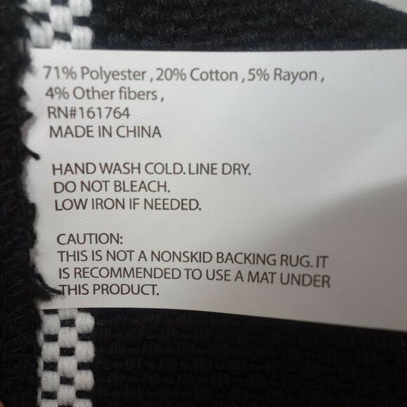 NEW Black White Stripe Accent Floor Rug from Target Farmhouse Style - Picture 4 of 5